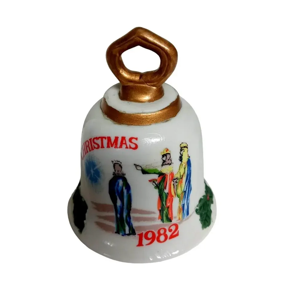 👸🏾🫅🏾🤴🏾1982 Christmas Bell 🔔Ornament Wise Men Nativity Decor Nostalgic